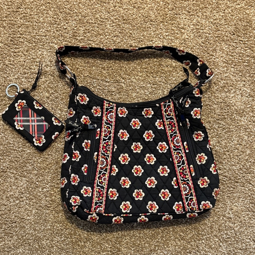 Vera Bradley Black and Red Floral Shoulder Bag